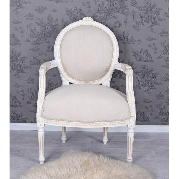 KÖNIGLICHER MEDAILLON SESSEL BAROCKSTIL WEISS