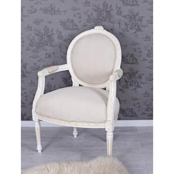 KÖNIGLICHER MEDAILLON SESSEL BAROCKSTIL WEISS