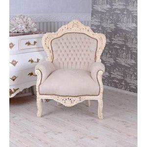 XXL SESSEL BAROCK CREME-WEISS HELLGRAU