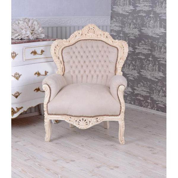 XXL SESSEL BAROCK CREME-WEISS HELLGRAU