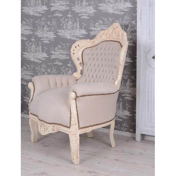 XXL SESSEL BAROCK CREME-WEISS HELLGRAU