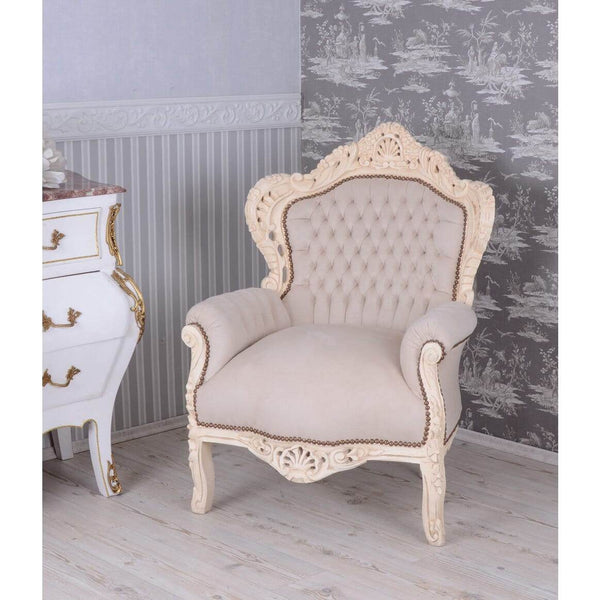 XXL SESSEL BAROCK CREME-WEISS HELLGRAU
