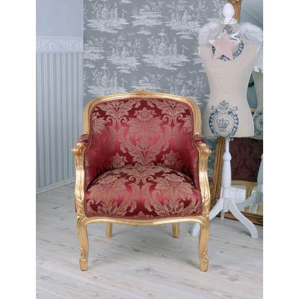 BERGERE EN CONFESSIONAL BAROCK SESSEL GOLD ROT