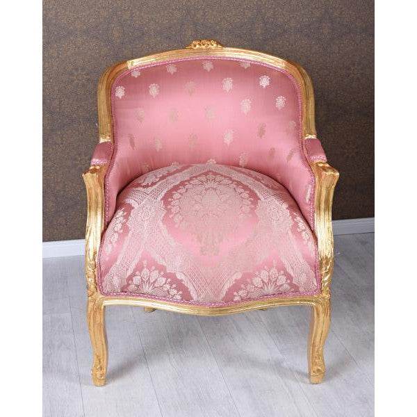 BERGERE EN CONFESSIONAL BAROCK SESSEL GOLD ROSA