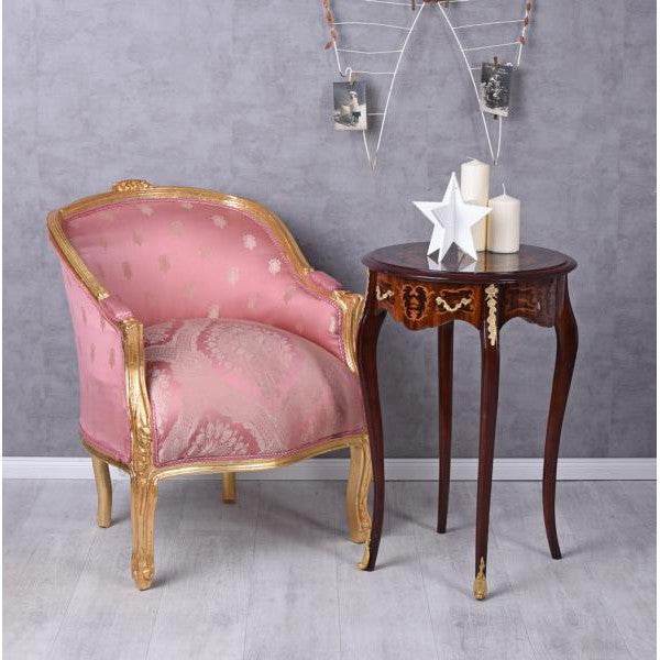 BERGERE EN CONFESSIONAL BAROCK SESSEL GOLD ROSA