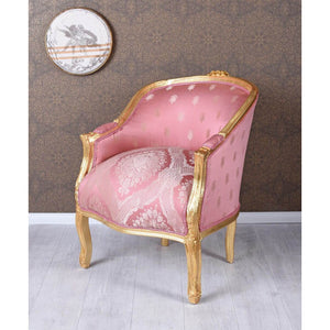 BERGERE EN CONFESSIONAL BAROCK SESSEL GOLD ROSA