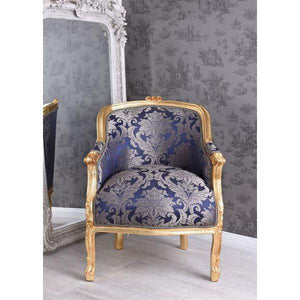 BERGERE EN CONFESSIONAL BAROCK SESSEL BLAU BLUMEN