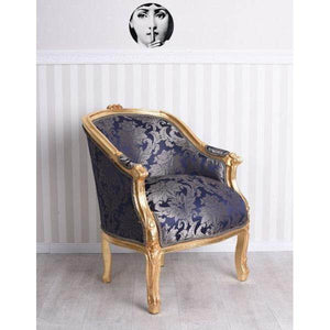 BERGERE EN CONFESSIONAL BAROCK SESSEL BLAU BLUMEN