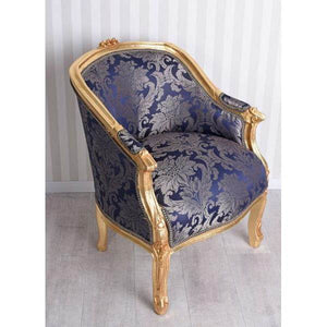 BERGERE EN CONFESSIONAL BAROCK SESSEL BLAU BLUMEN