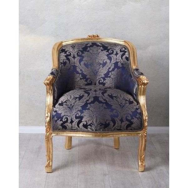 BERGERE EN CONFESSIONAL BAROCK SESSEL BLAU BLUMEN