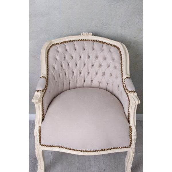 BERGERE EN CONFESSIONAL BAROCK SESSEL CREME-WEISS HELLGRAU
