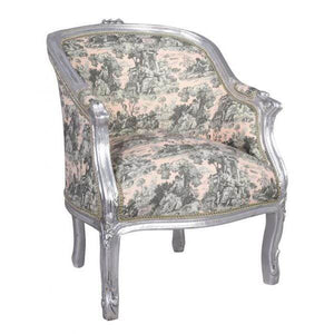 BERGERE EN CONFESSIONAL BAROCK SESSEL SILBER ROCOCO ROSA