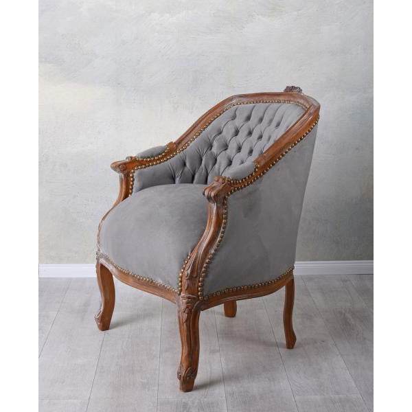 BERGERE EN CONFESSIONAL BAROCK SESSEL BRAUN GRAU