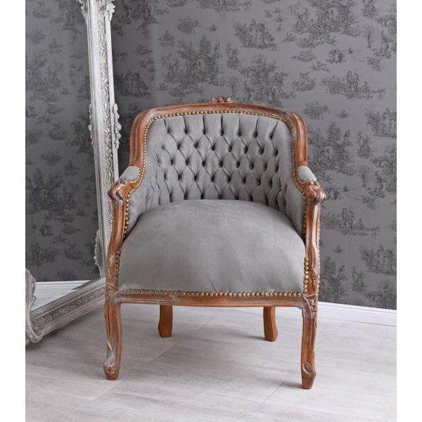 BERGERE EN CONFESSIONAL BAROCK SESSEL BRAUN GRAU