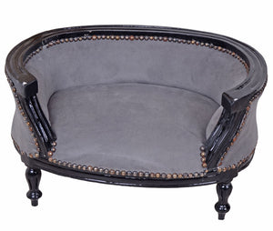 KÖNIGLICHES HUNDEBETT HUNDESOFA BAROCKSTIL MOPS BULLY SCHWARZ GRAU