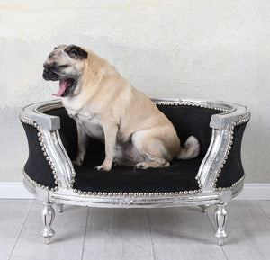KÖNIGLICHES HUNDEBETT HUNDESOFA IM BAROCKSTIL HOLZ MOPS BULLY