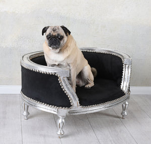 KÖNIGLICHES HUNDEBETT HUNDESOFA IM BAROCKSTIL HOLZ MOPS BULLY