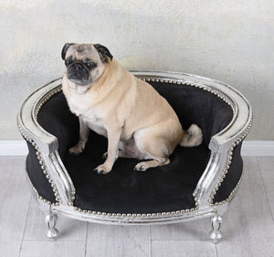 KÖNIGLICHES HUNDEBETT HUNDESOFA IM BAROCKSTIL HOLZ MOPS BULLY