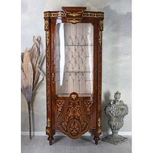 XXL VITRINE BAROCK VITRINENSCHRANK ANTIK INTARSIEN SCHRANK GLASVITRINE 190CM