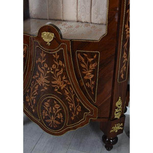 XXL VITRINE BAROCK VITRINENSCHRANK ANTIK INTARSIEN SCHRANK GLASVITRINE 190CM