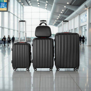 Hartschalenkoffer und Beauty-Case Set 4-tlg. Schwarz