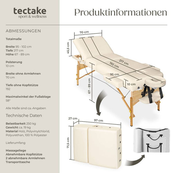 3 Zonen Massageliege beige