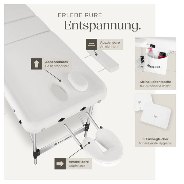 3 Zonen Massageliege Phuket weiss