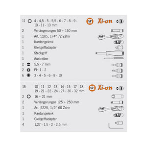 PROJAHN Xi-on 1/4"" + 1/2"" Steckschlüssel Satz 54tlg