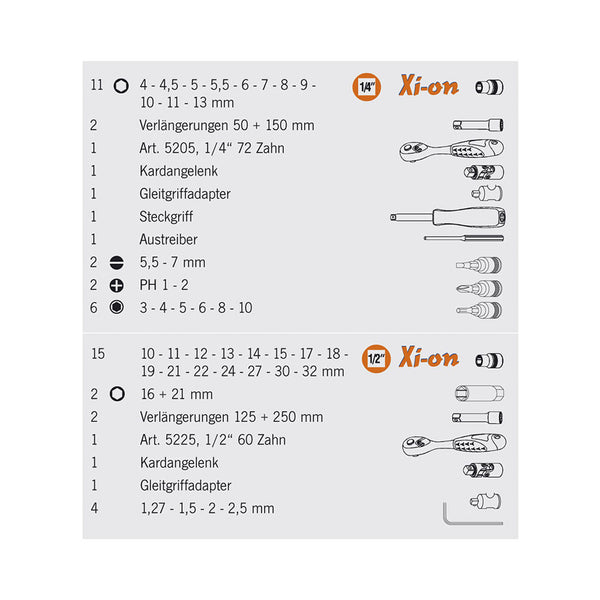 PROJAHN Xi-on 1/4"" + 1/2"" Steckschlüssel Satz 54tlg
