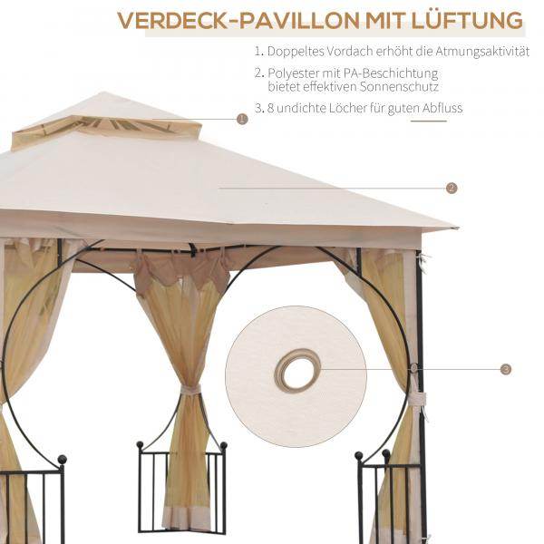 Gartenpavillon Partyzelt Festzelt Doppeldach 3x3m