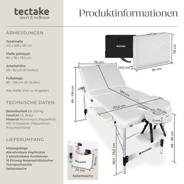 3 Zonen Massageliege Ko Tao weiss