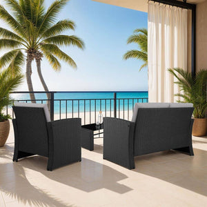 Rattan Lounge Lucca schwarz/grau