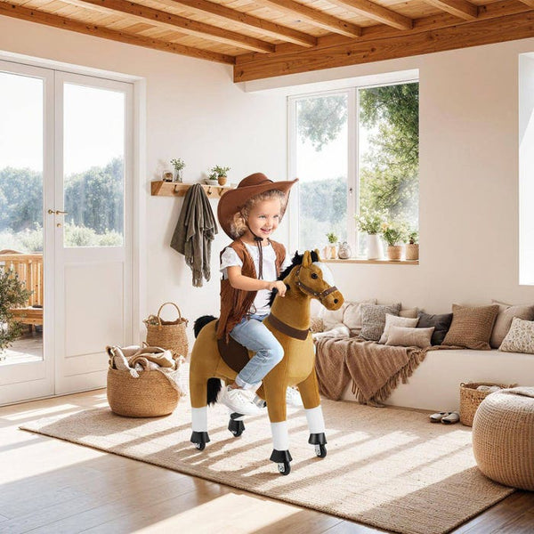 Schaukelpferd auf Rollen, Plüsch, realistisches Design 34 x 89 x 100 cm