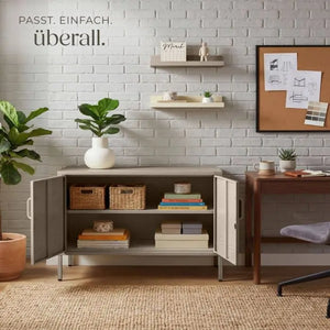 Sideboard Baker Metall mit Magnetverschluss taupe 100 x 42,5 x 65 cm