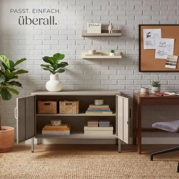 Sideboard Baker Metall mit Magnetverschluss taupe 100 x 42,5 x 65 cm