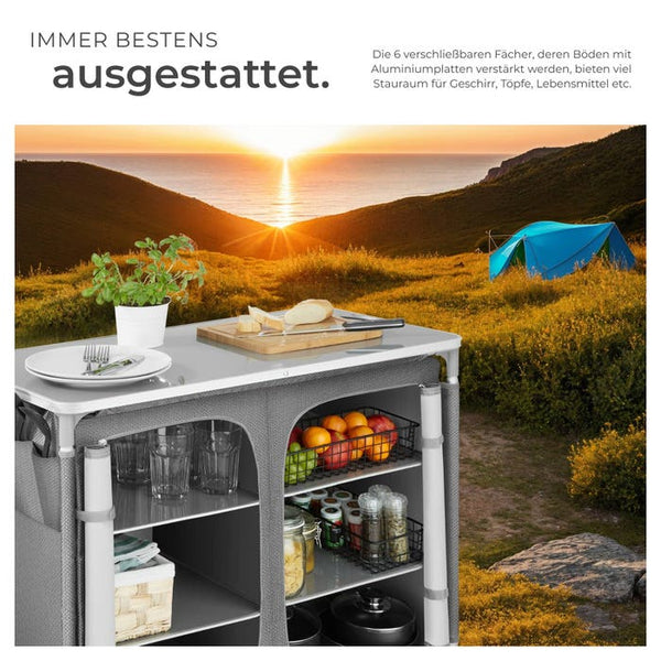 Camping kitchen 97x47.5x78cm gray