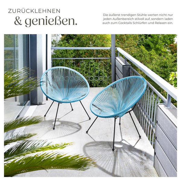 2er Set Gartenstuhl Santana blau