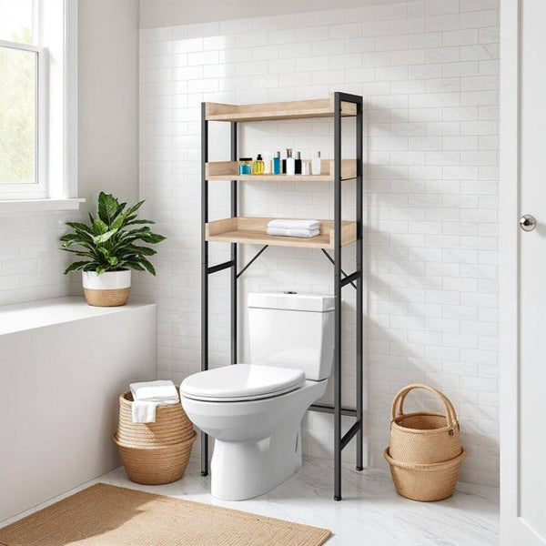 Badezimmerregal Seattle Industrial Holz hell, Eiche Sonoma 67 x 25 x 165,5 cm