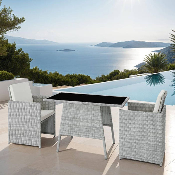 Rattan Sitzgruppe Lausanne hellgrau