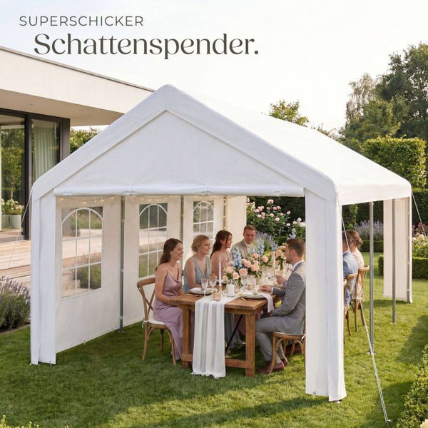 Gartenpavillon Jasko mit 4 Seitenteilen weiss 6 x 4 m