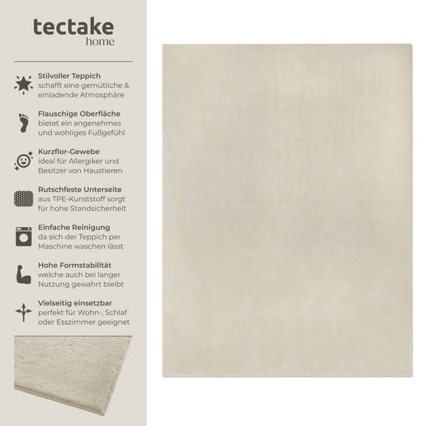 Tapis à poils courts Soft Zone beige 200 x 290 cm 