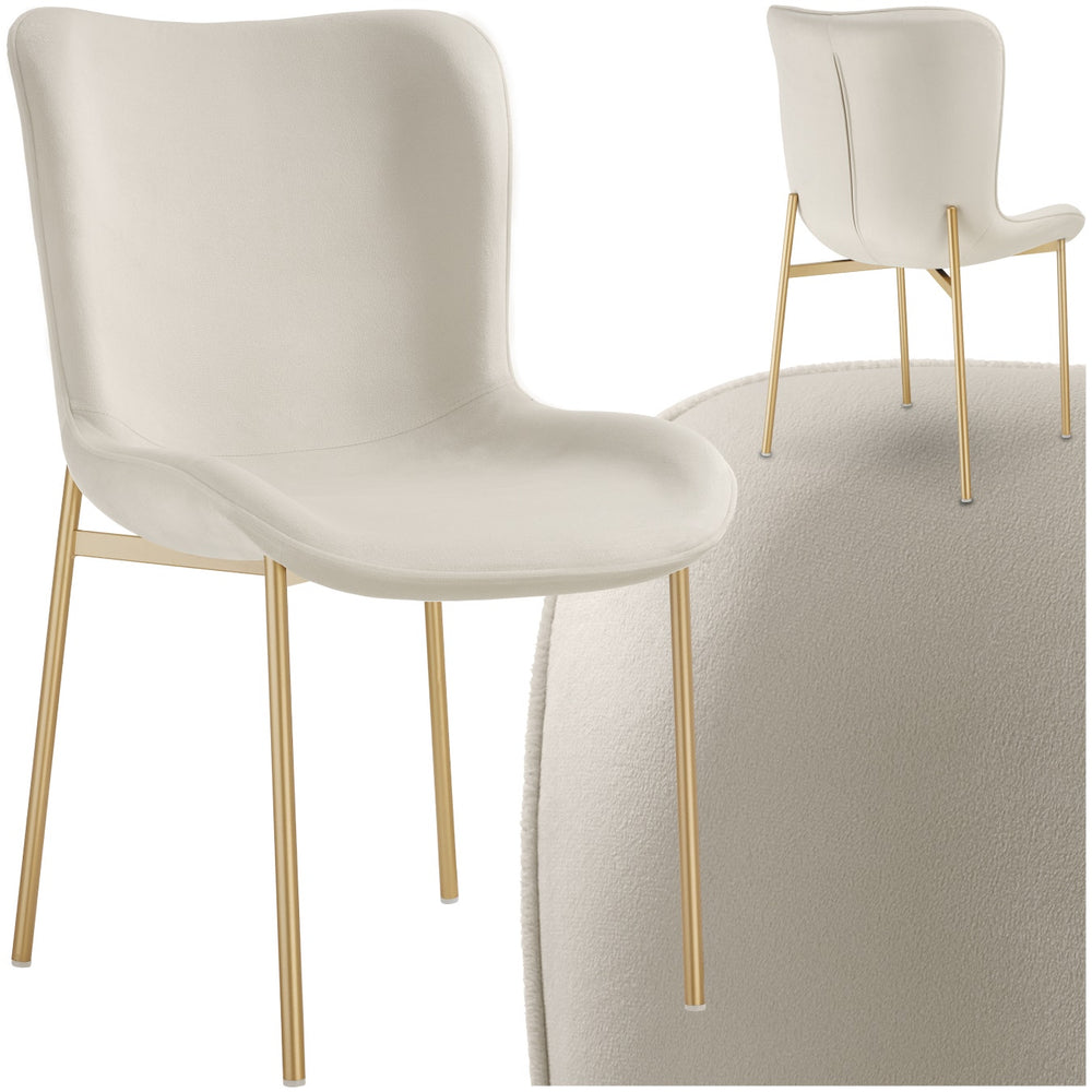 Fauteuil Tessa capitonné, velours beige/doré, à l'unité
