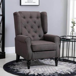 Einzelsessel Relaxsessel Ohrensessel Einzelstuhl Akzentsessel mit Tufting Holzfüsse Polyester Braun