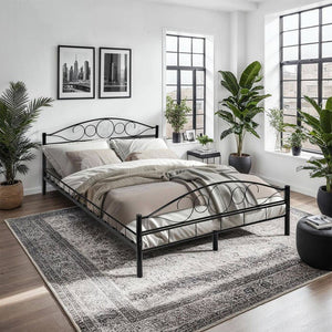 Metallbett mit Lattenrost im romantischen Design schwarz/schwarz 200 x 140 cm