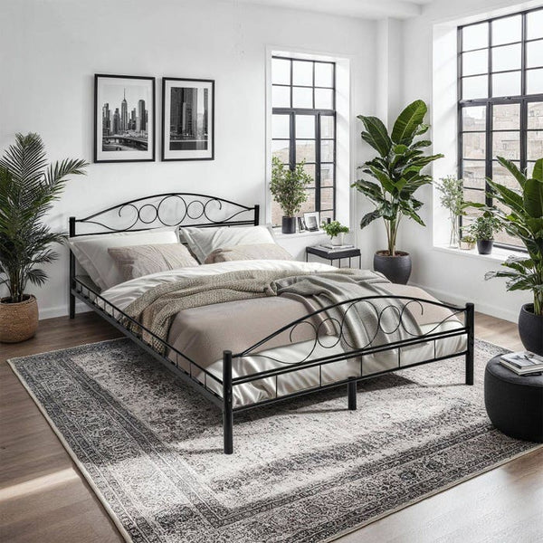 Metallbett mit Lattenrost im romantischen Design schwarz/schwarz 200 x 140 cm