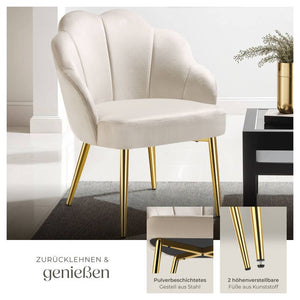 Cocktailsessel Hellen créme/gold 2er Set