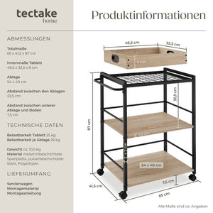 Servierwagen Worcester Industrial Holz hell, Eiche Sonoma