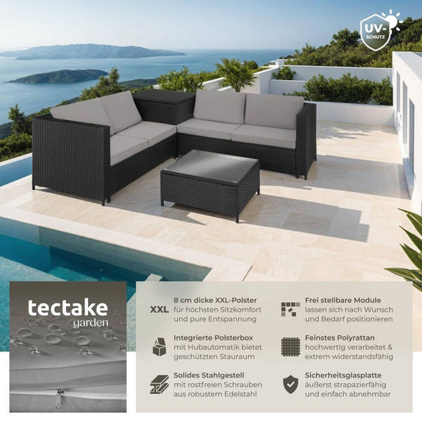 Rattan Lounge Siena schwarz/grau