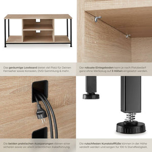 TV-Regal Austin Industrial Holz hell, Eiche Sonoma 110 cm