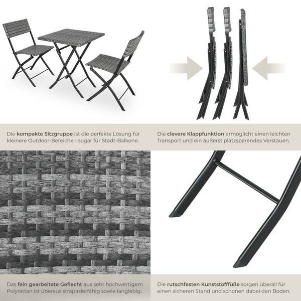 Rattan Balkonset Trevi, grau